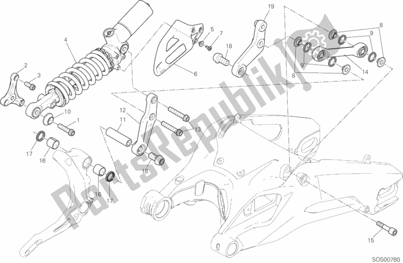 Alle onderdelen voor de Sospensione Posteriore van de Ducati Superbike 959 Panigale ABS 2018